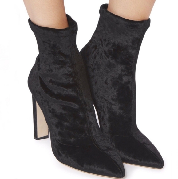 Jimmy Choo Shoes - Jimmy Choo Louella Stretch-Velvet Booties